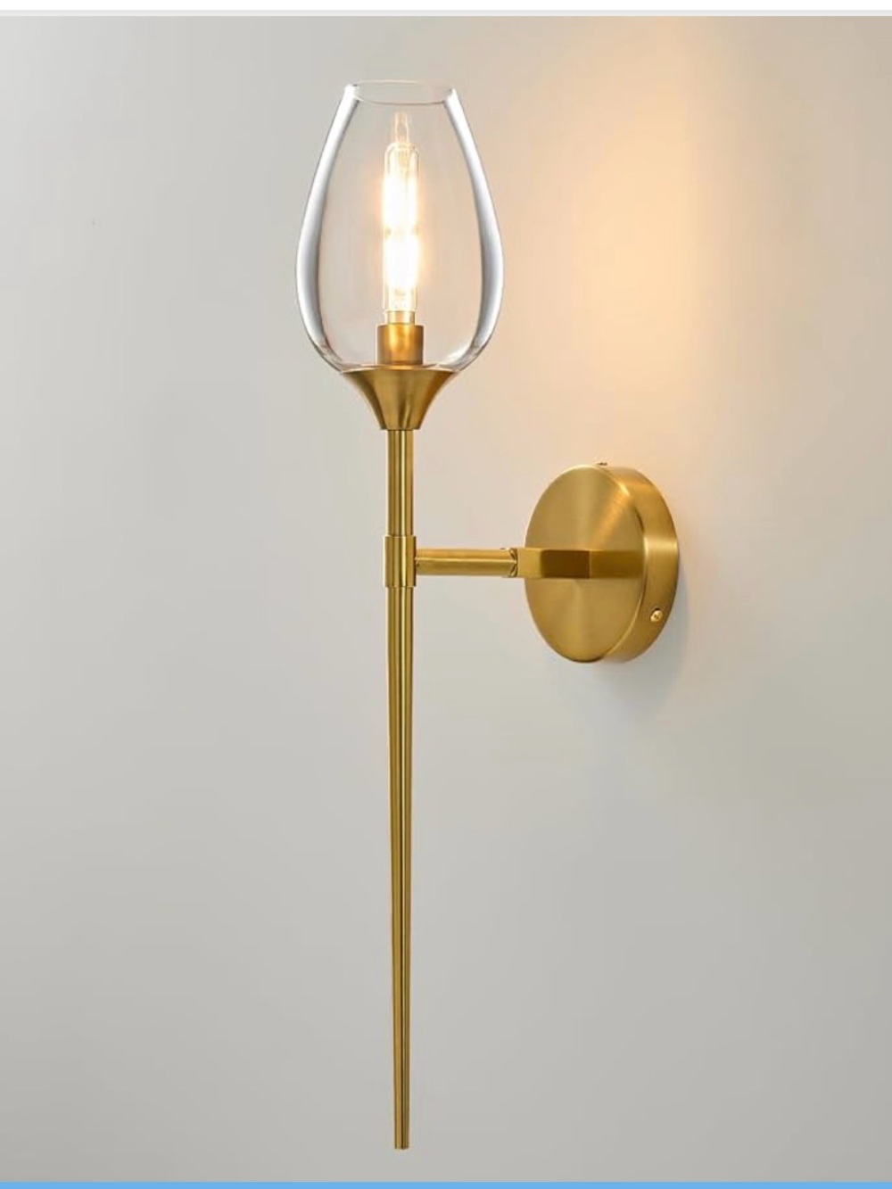 Single Modern Gold Glass Wall Sconce Light with Flower Shade